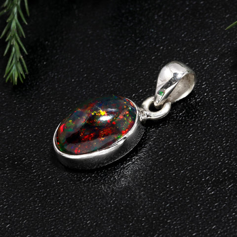 Sparkling Ethiopian Opal Pendant, Gemstone Pendant, Black Pendant, 925 Sterling Silver Jewelry, Anniversary Gift, Pendant For Brides Maid