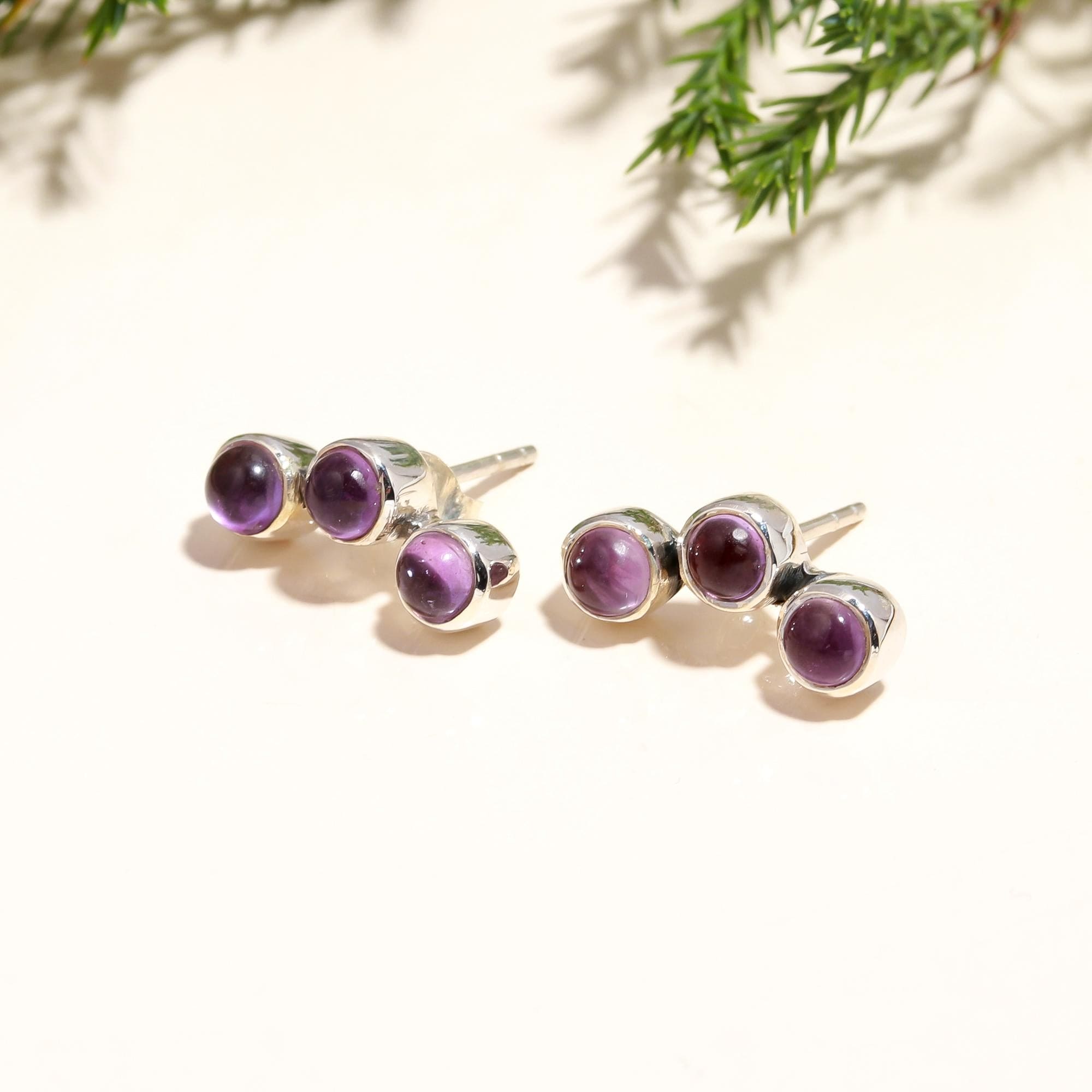 Blisse Allure 925 Sterling Silver Amethyst Stud Earrings