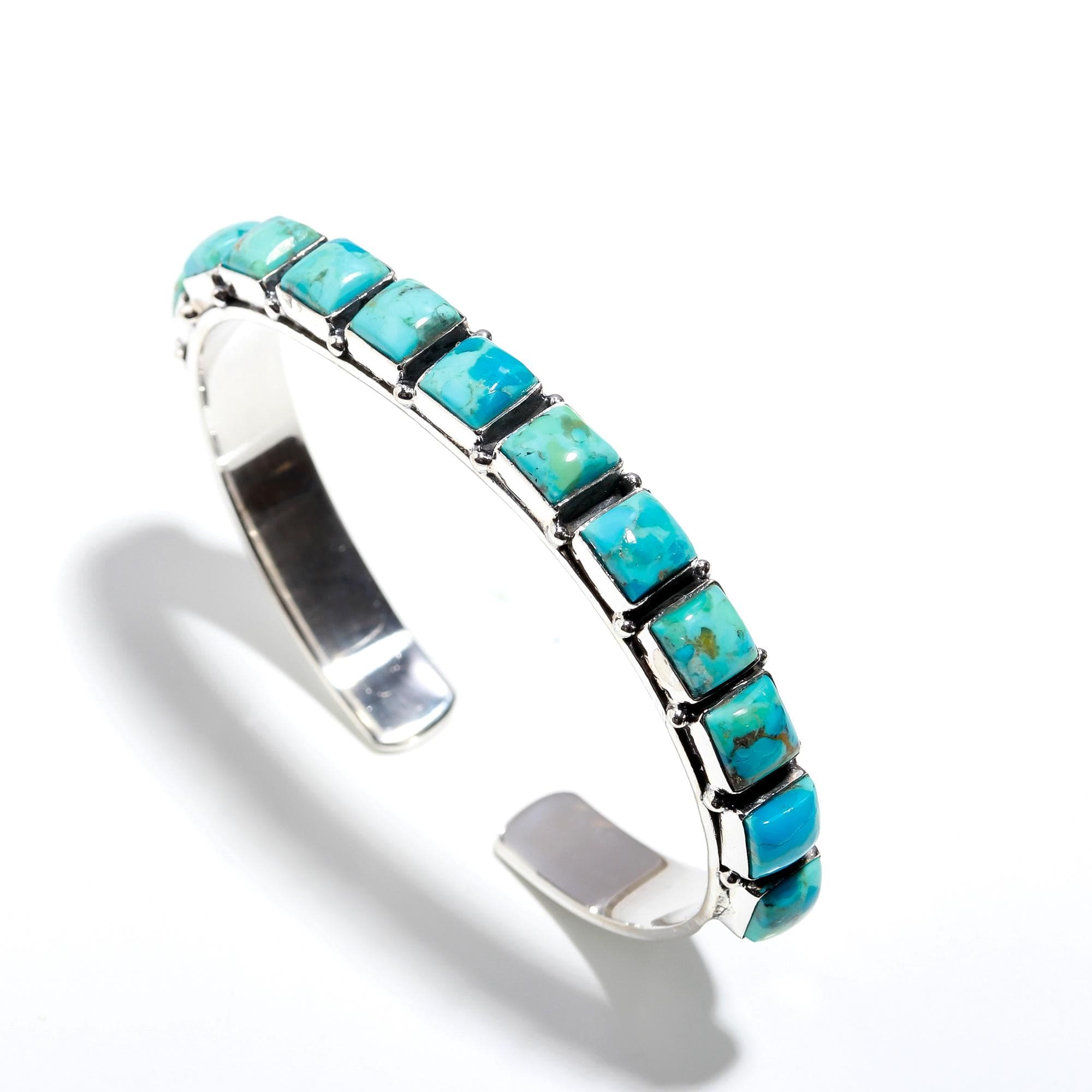 Natural #8 Turquoise Bracelet | Silver Sun