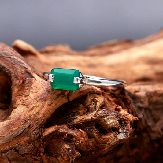 Green Onyx Ring In 925 Sterling Silver