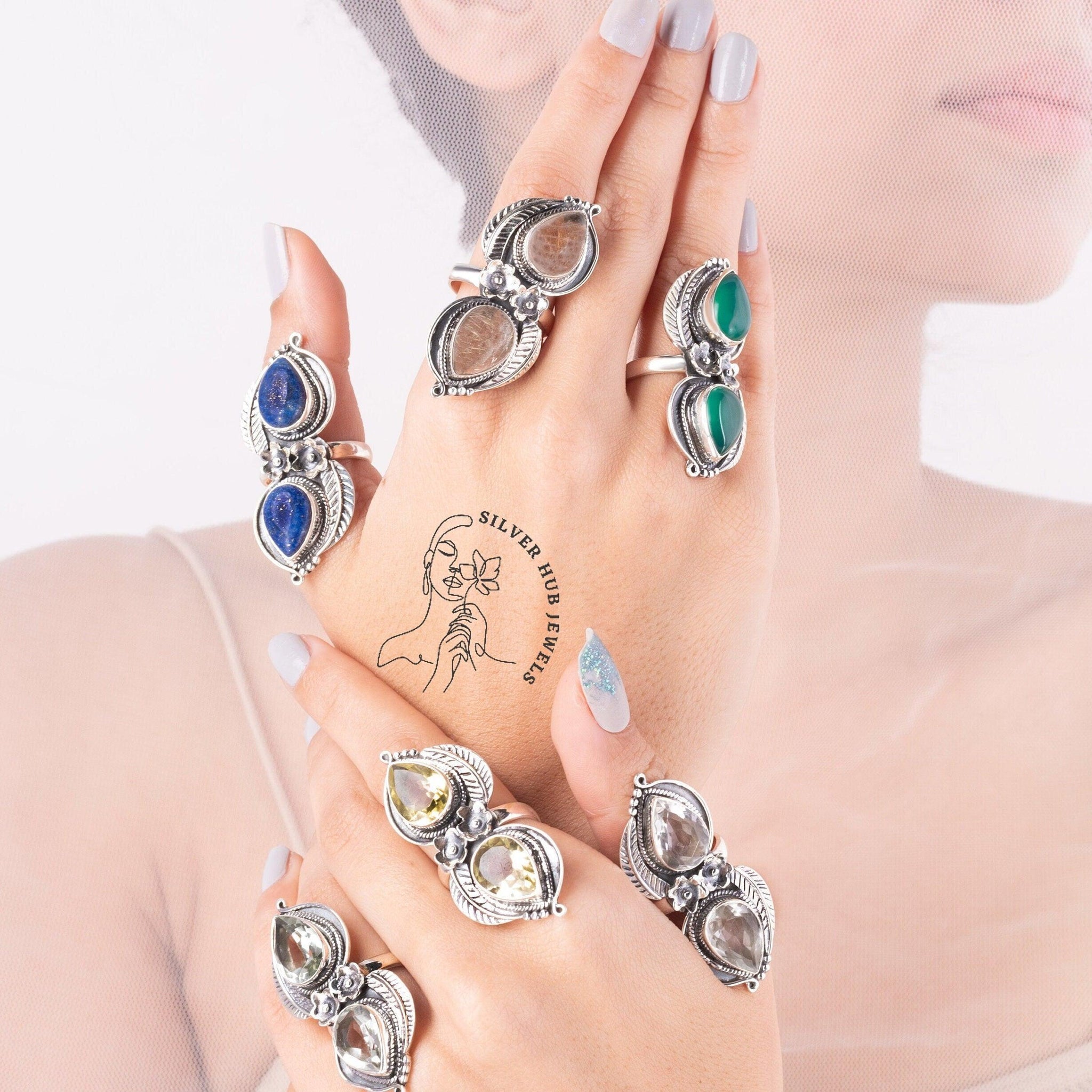 Turquoise Birthstone Ring Bohemian Turquoise Ring 925 Silver Ring