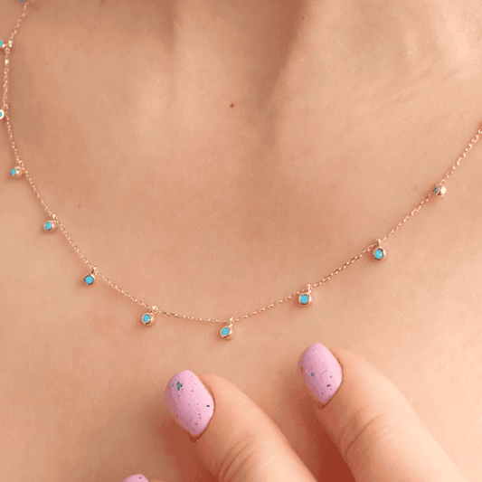 Turquoise Necklace In 925 Sterling Silver
