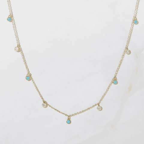 cubic zirconia & turquoise necklace In 925 Sterling Silver