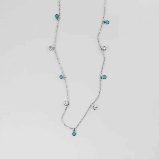 cubic zirconia & turquoise necklace In 925 Sterling Silver