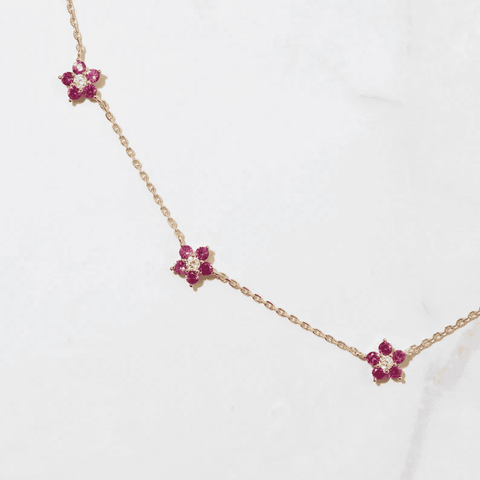 cubic zirconia & Ruby Necklace In 925 Sterling Silver