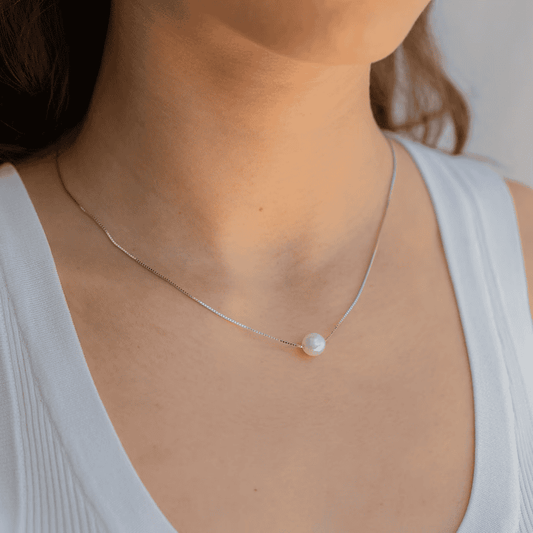 Pearl Necklace In 925 Sterling Silver