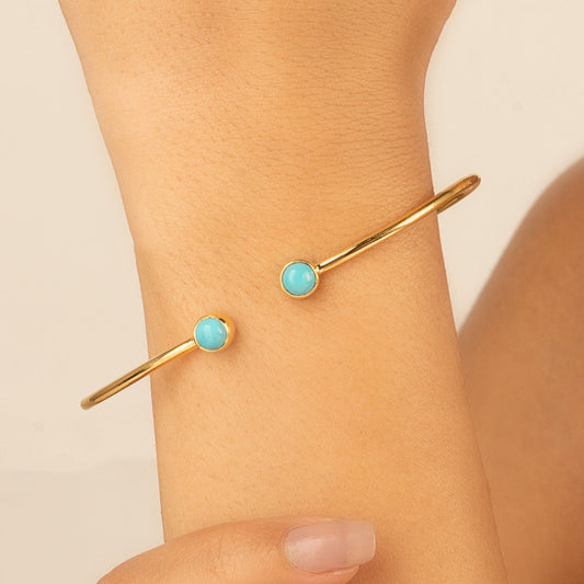 Turquoise Gemstone Bangle 925 Sterling Silver
