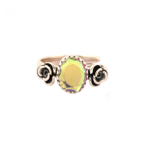 Gemstone Flower Ring 925 Sterling Silver