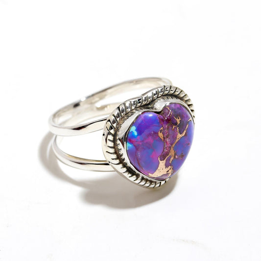 Purple copper turquoise Ring In 925 Sterling Silver