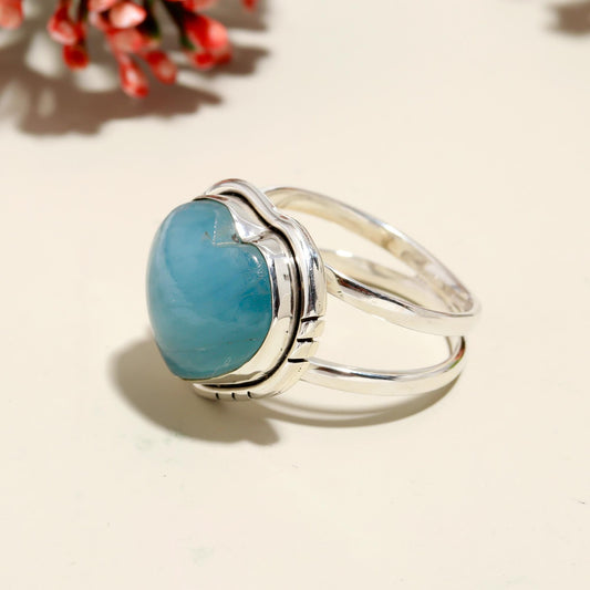 Aquamarine Ring In 925 Sterling Silver