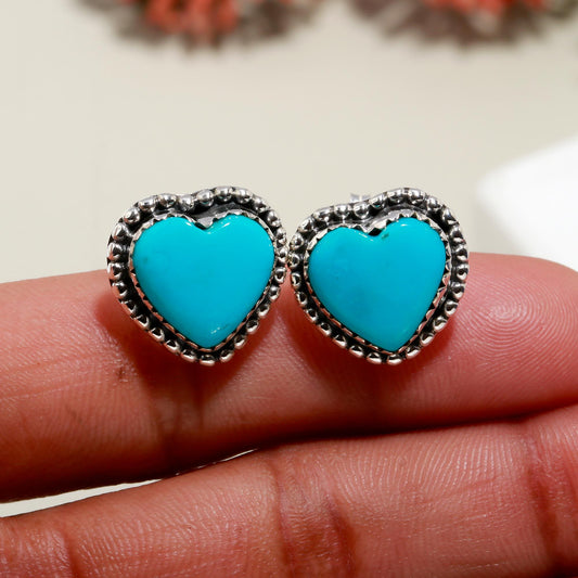 Turquoise Earring Stud In 925 Sterling Silver