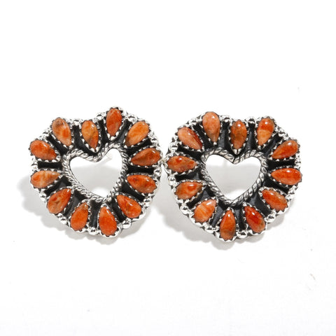Red coral Earring stud In 925 Sterling Silver