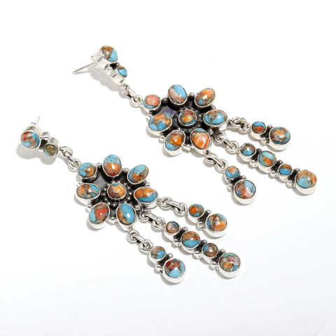 Oyster turquoise Earring Stud In 925 Sterling Silver