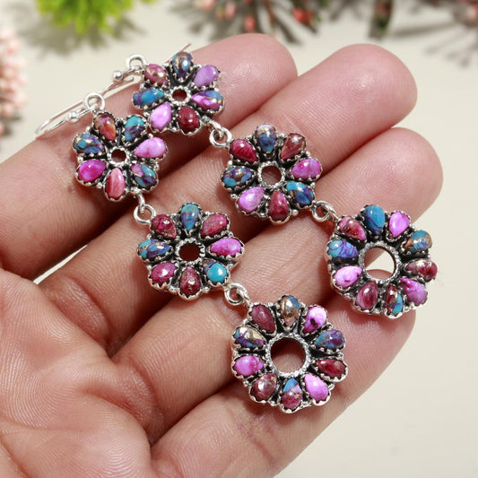 Pink Oyster turquoise Earring stud