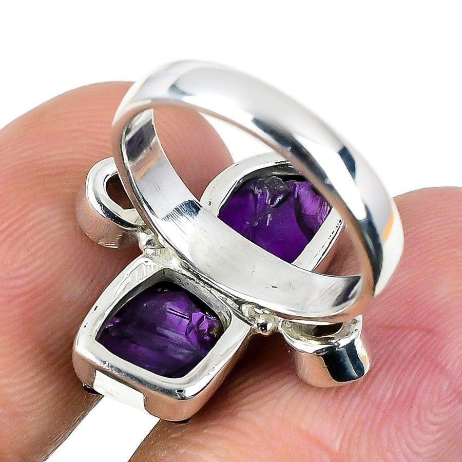 Amethyst, Blue Topaz Gemstone 925 Solid Sterling Silver Jewelry Ring SJ-1723 - Silverhubjewels