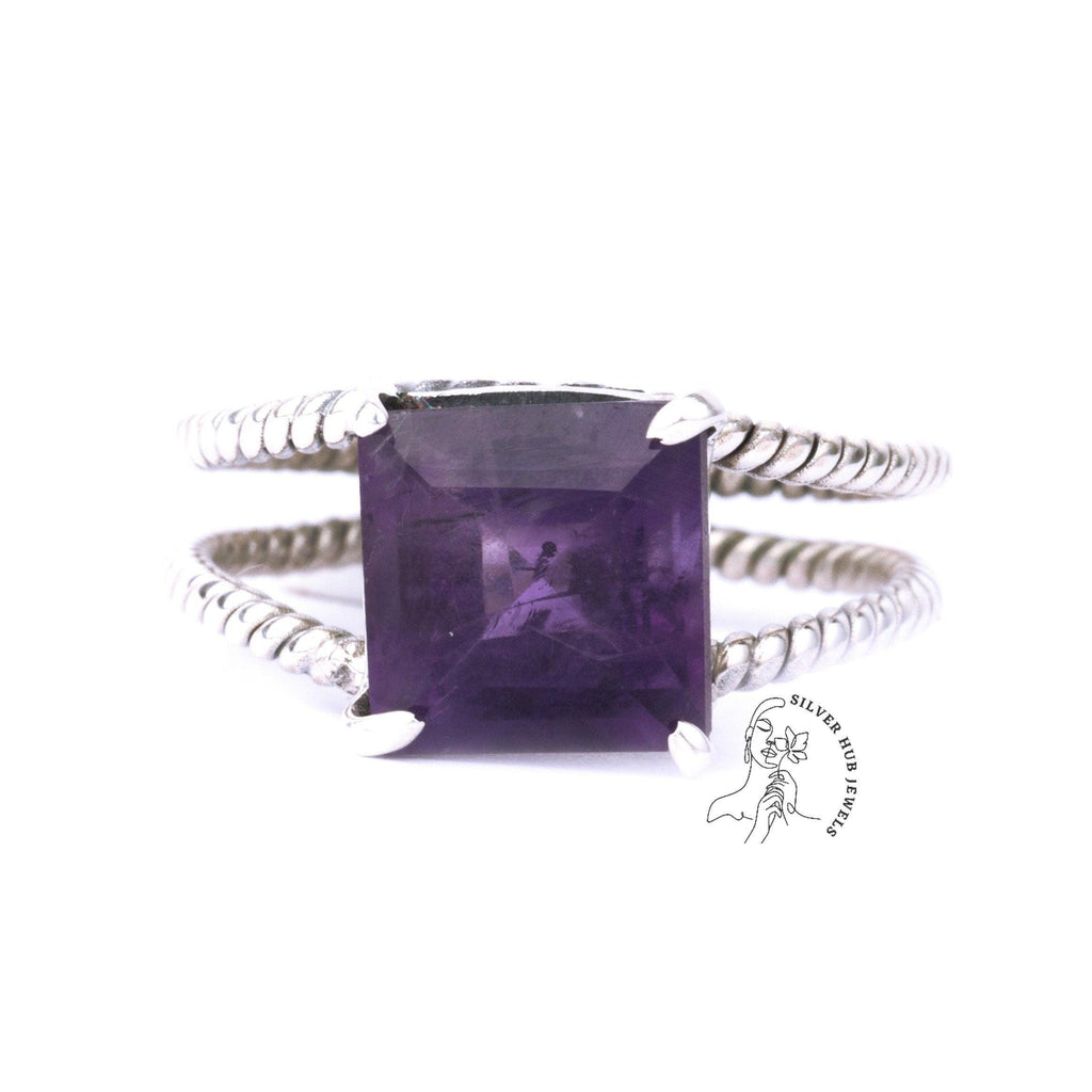 Amethyst Garnet Citrine Peridot Square Boho Ring 