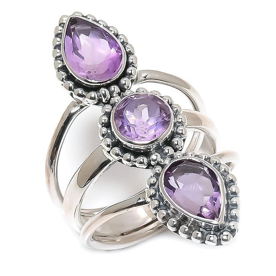 Amethyst Gemstone Handmade 925 Solid Sterling Silver 