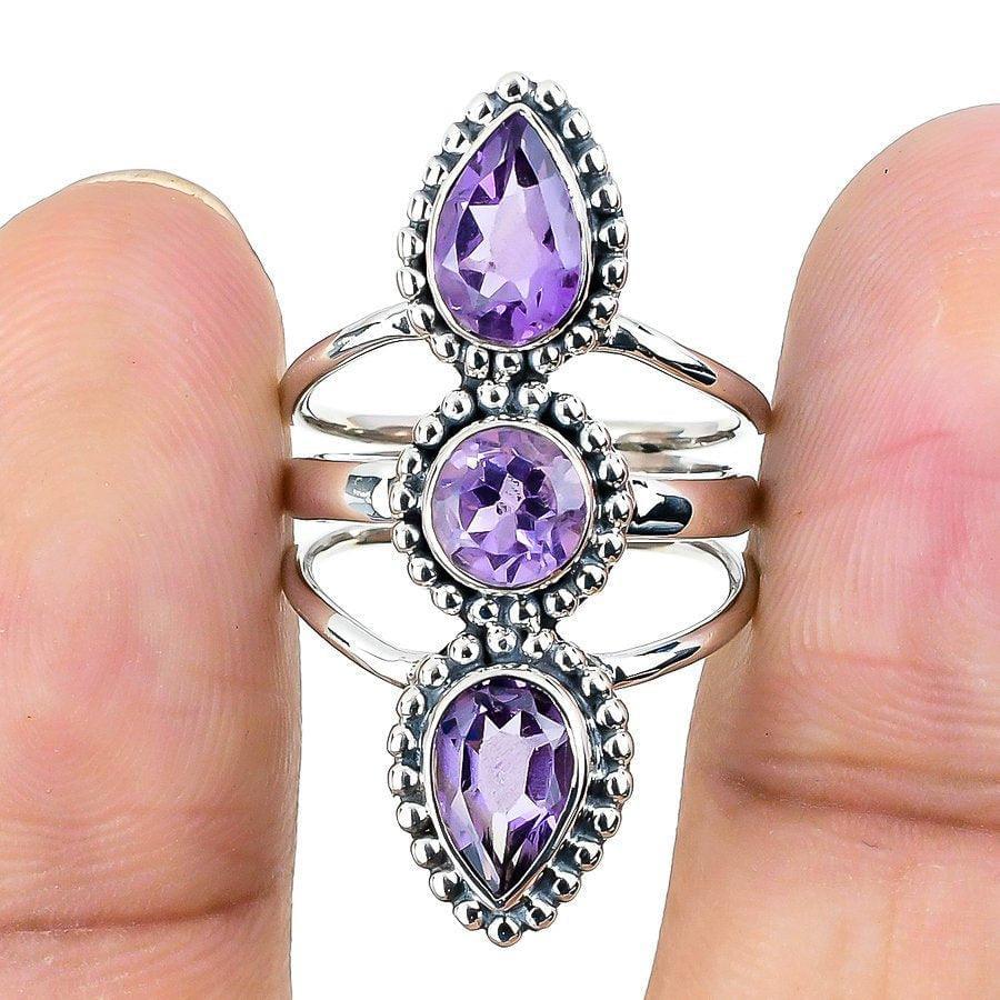 Amethyst Gemstone Handmade 925 Solid Sterling Silver 