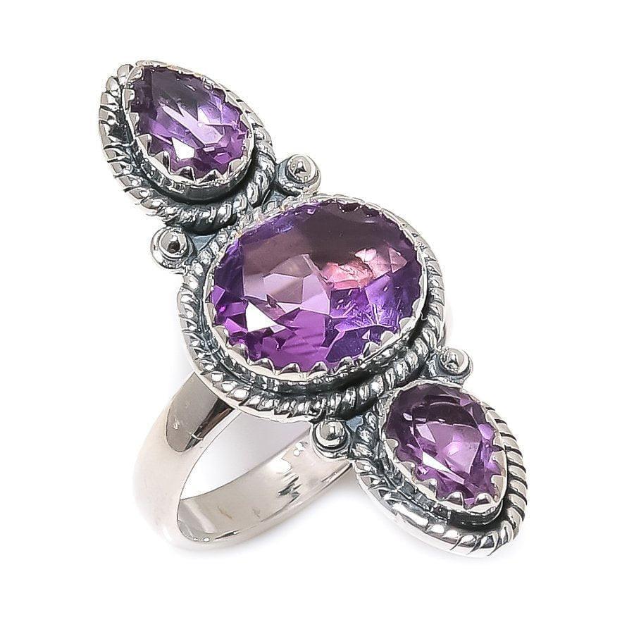 Amethyst Gemstone Handmade 925 Solid Sterling Silver Jewelry 