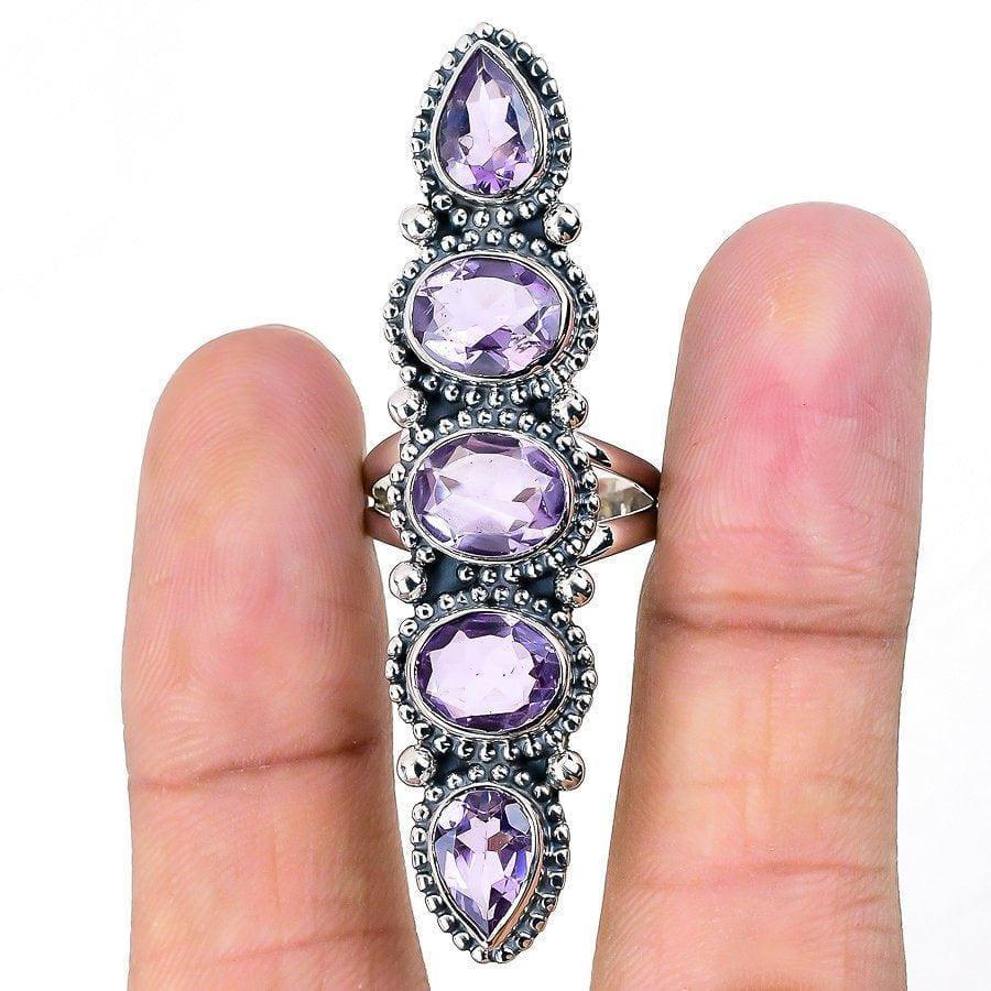 Amethyst Gemstone Handmade 925 Solid Sterling Silver Jewelry Ring 