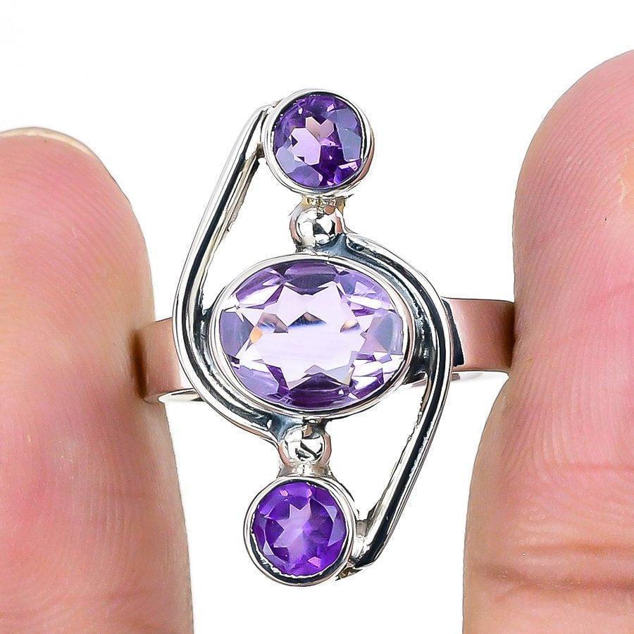 Amethyst Gemstone Handmade 925 Solid Sterling Silver