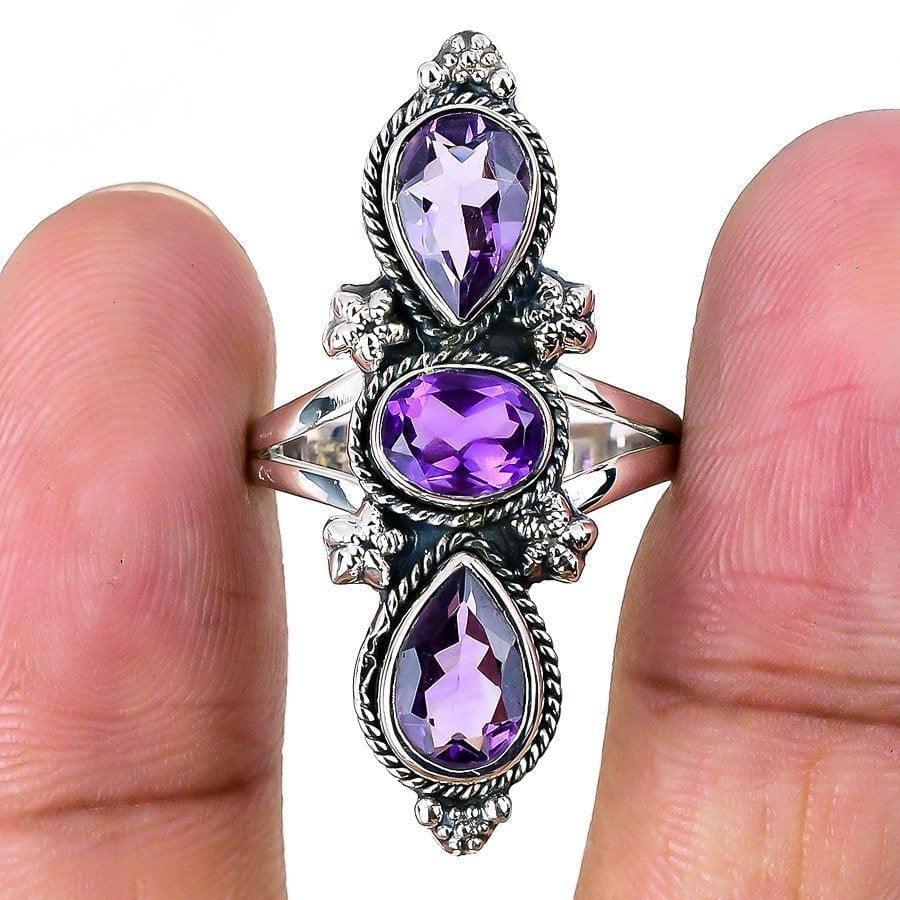 Amethyst Gemstone Handmade 925 Solid Sterling Silver Jewelry Ring