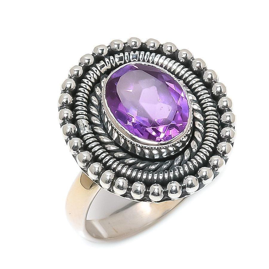 Amethyst Gemstone Handmade 925 Solid Sterling Silver Jewelry Ring SJ-1648 - Silverhubjewels