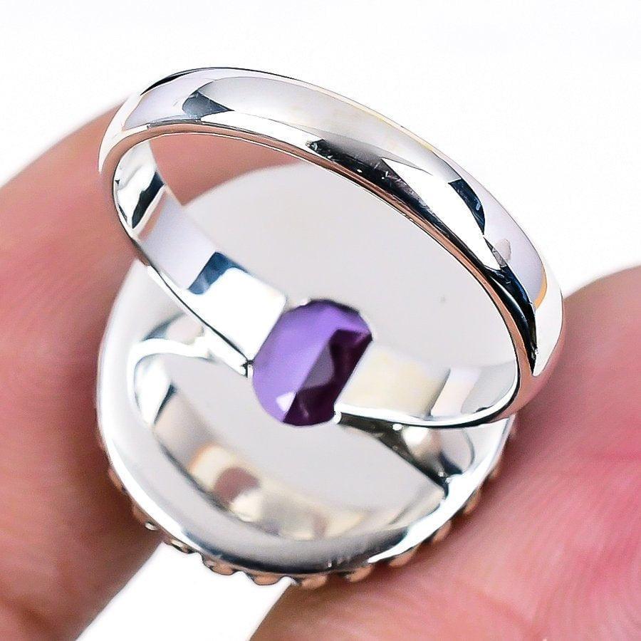 Amethyst Gemstone Handmade 925 Solid Sterling Silver Jewelry Ring SJ-1648 - Silverhubjewels