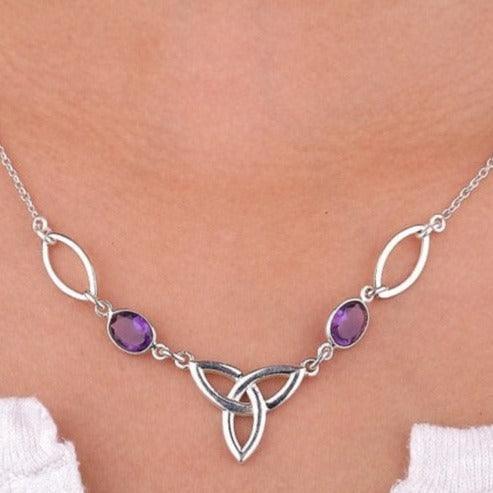 Amethyst Natural Gemstone Handmade 925 Solid Sterling Silver Jewelry Designer Necklace NEW-05 - Silverhubjewels