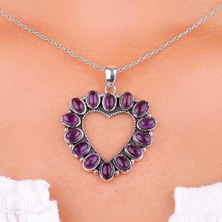 Amethyst Natural Gemstone Handmade 925 Solid Sterling Silver Jewelry Designer Necklace NEW-06 - Silverhubjewels