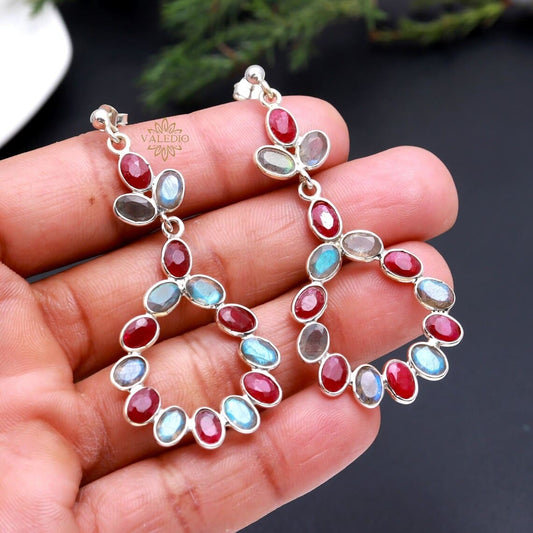 Elegant Labradorite Earrings, Gemstone Earrings, Blue Drop & Dangle Earrings, 925 Sterling Silver Jewelry, Wedding Gift, Earrings For Love