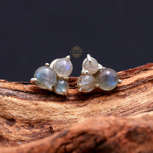 Rare Labradorite Earrings, Gemstone Earrings, Blue Stud Earrings, 925 Sterling Silver Jewelry, Wedding Gift, Earrings For Mother