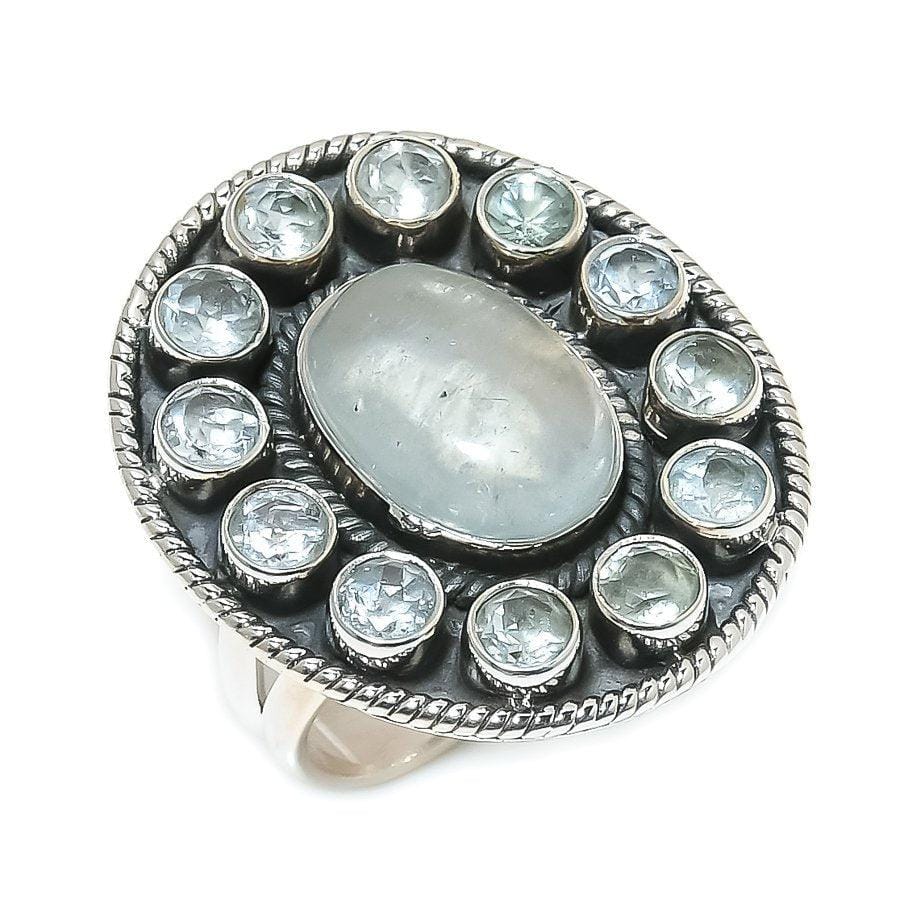 Aquamarine, Blue Topaz Gemstone 925 Sterling Silver Jewelry Ring