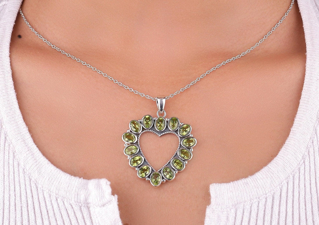 Peridot, Birthstone Heart Designer Pendant 