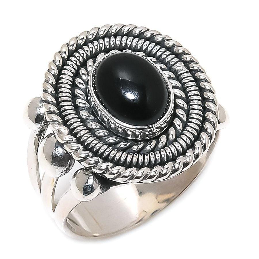 Black Onyx Gemstone Handmade 925 Solid Sterling Silver Jewelry Ring