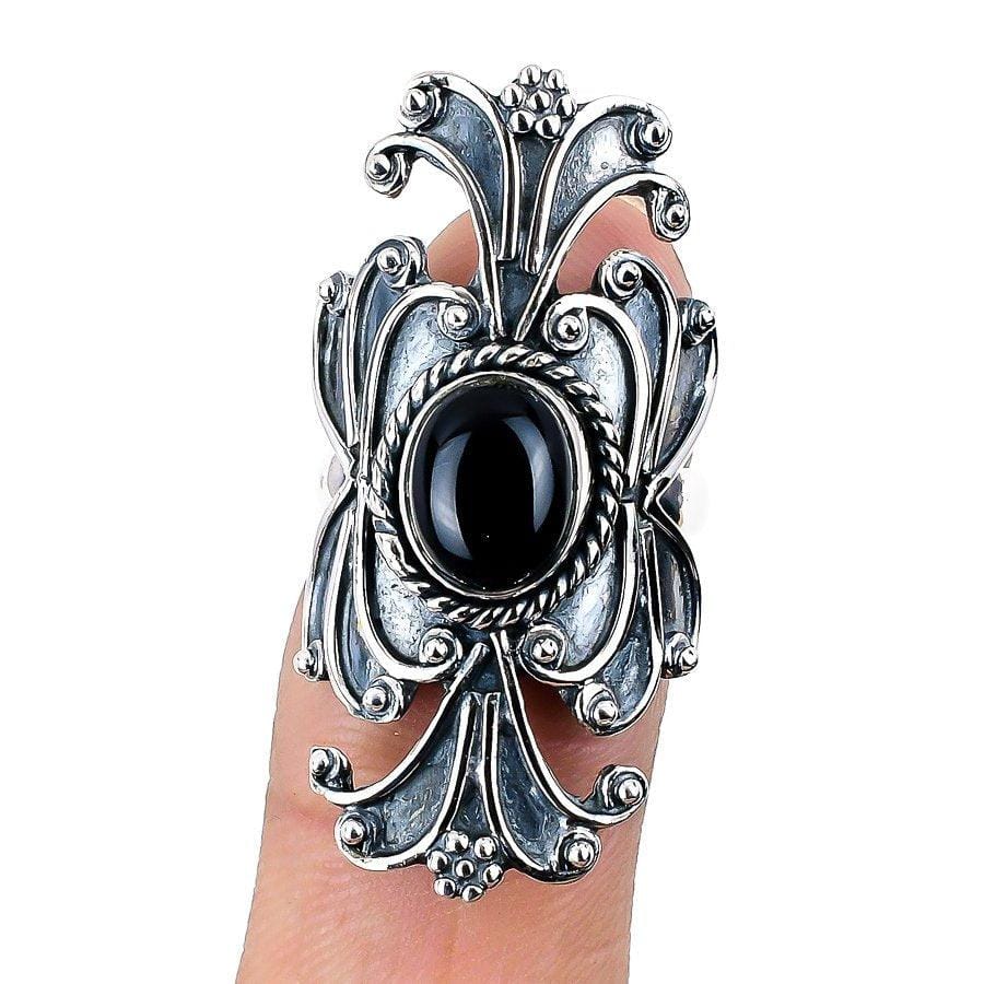 Black Onyx Gemstone Handmade 925 Solid Sterling Silver Jewelry Ring