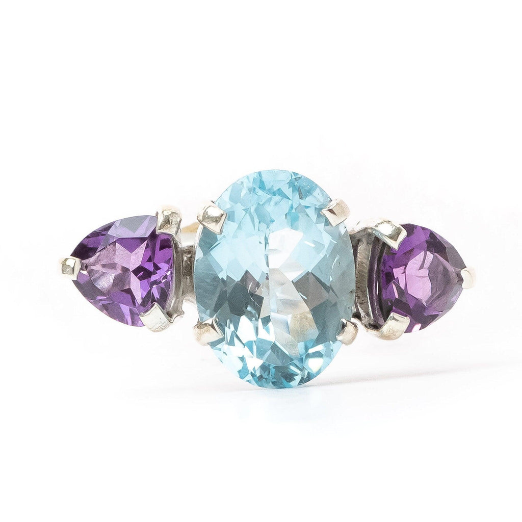 Blue Topaz & Amethyst Ring Natural Gemstone 925 Solid Sterling Silver Handmade Designer Jewelry ( All Sizes Available ) - Silverhubjewels