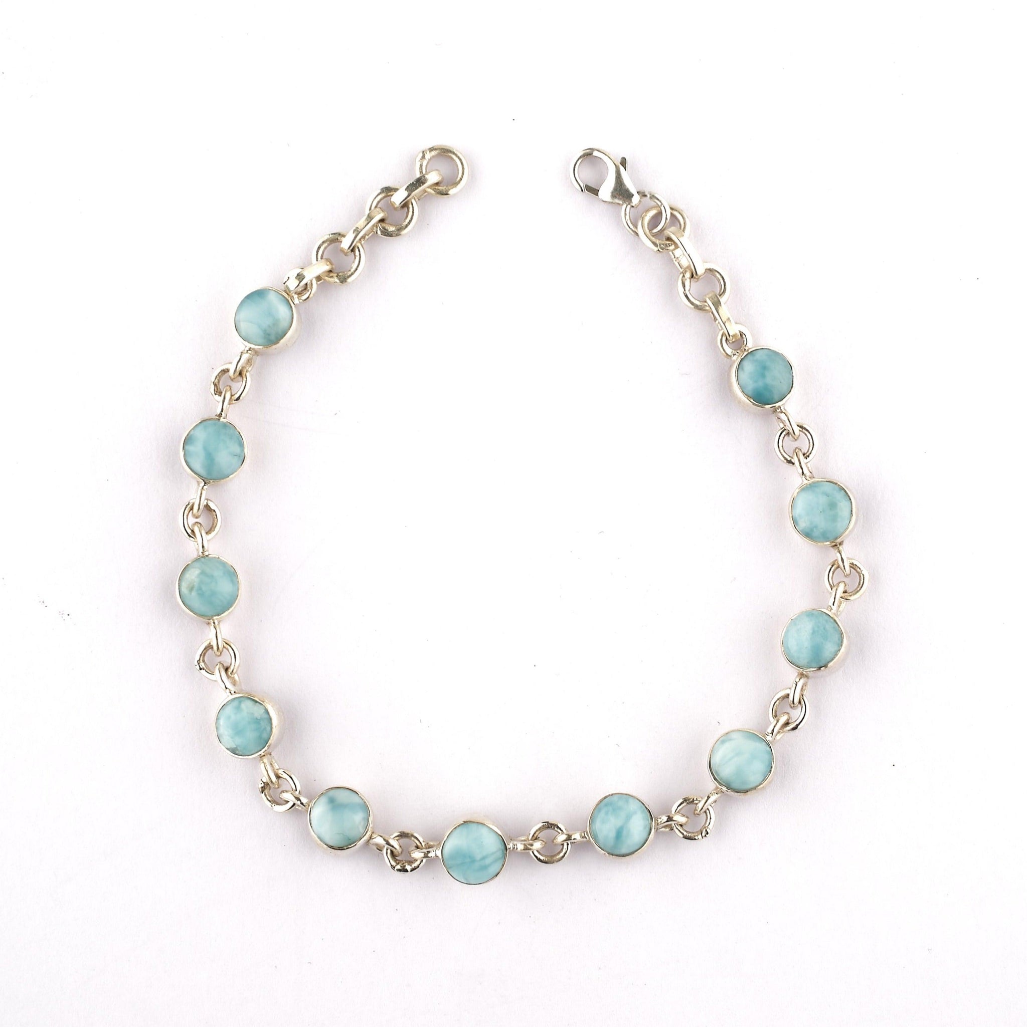 Caribbean Larimar Natural Gemstone Handmade Silver Jewelry