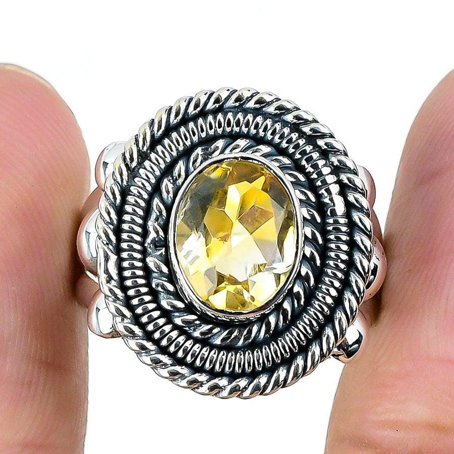 Citrine Gemstone Handmade 925 Solid Sterling Silver Jewelry Ring  SJ-1331 - Silverhubjewels