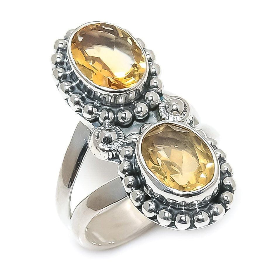 Citrine Gemstone Handmade 925 Solid Sterling Silver Jewelry Ring  SJ-1366 - Silverhubjewels