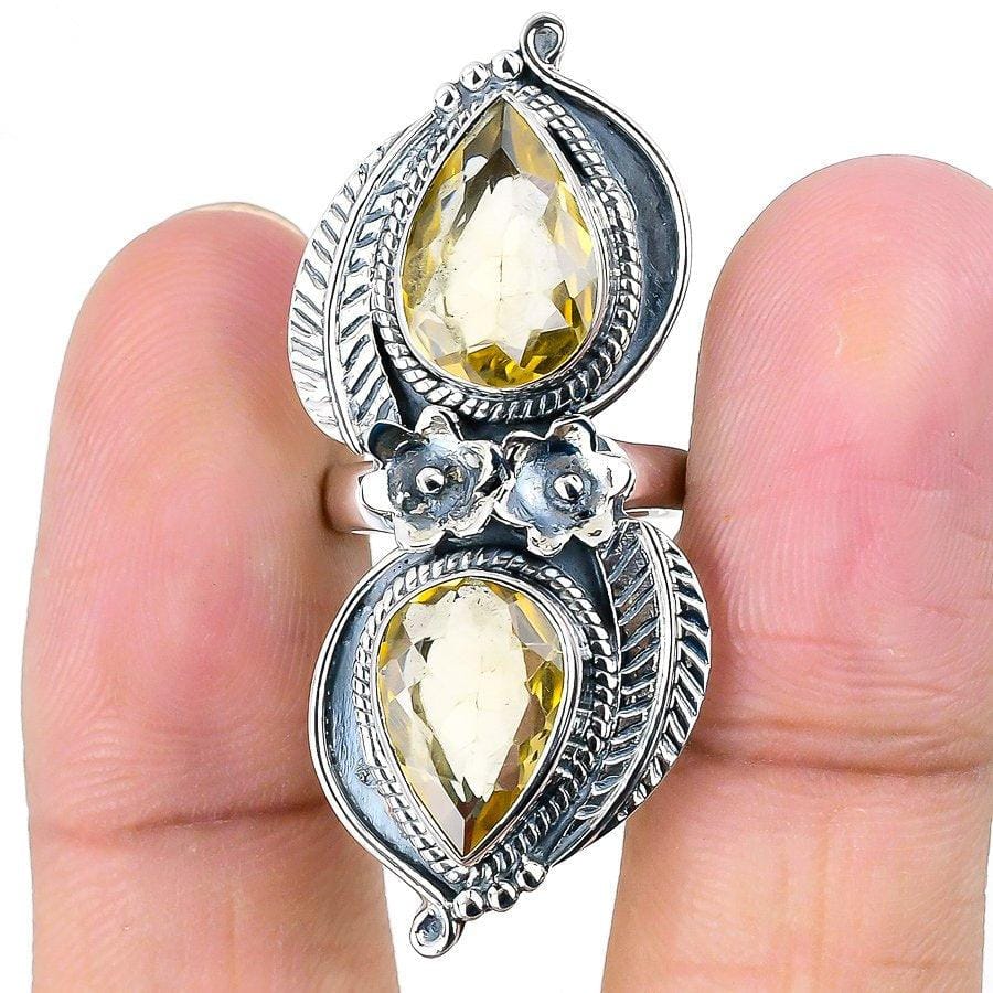 Citrine Gemstone Handmade 925 Solid Sterling Silver Jewelry Ring  SJ-1424 - Silverhubjewels