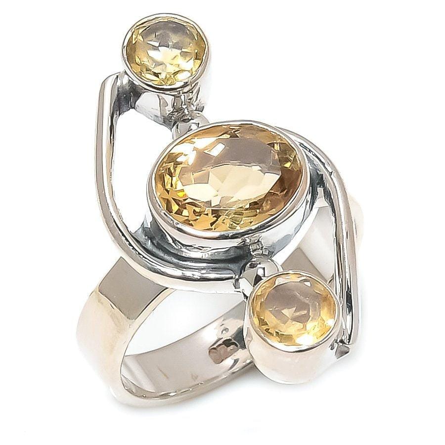 Citrine Gemstone Handmade 925 Solid Sterling Silver Jewelry Ring  SJ-1437 - Silverhubjewels