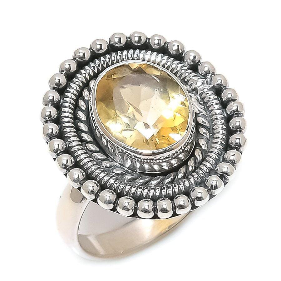 Citrine Gemstone Handmade 925 Solid Sterling Silver Jewelry Ring  SJ-1647 - Silverhubjewels