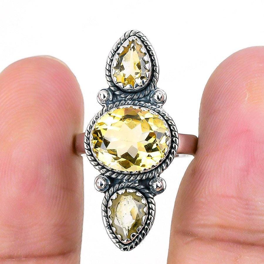 Citrine Gemstone Handmade 925 Solid Sterling Silver Jewelry Rings  SJ-1401 - Silverhubjewels