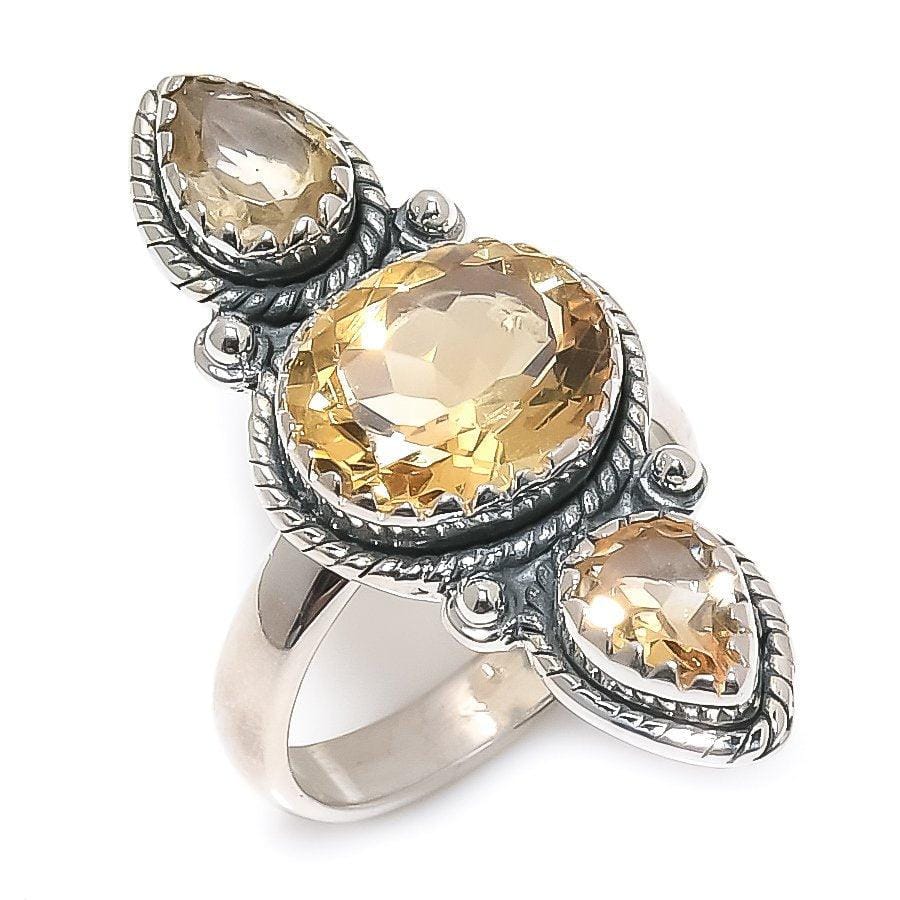 Citrine Gemstone Handmade 925 Solid Sterling Silver Jewelry Rings  SJ-1401 - Silverhubjewels