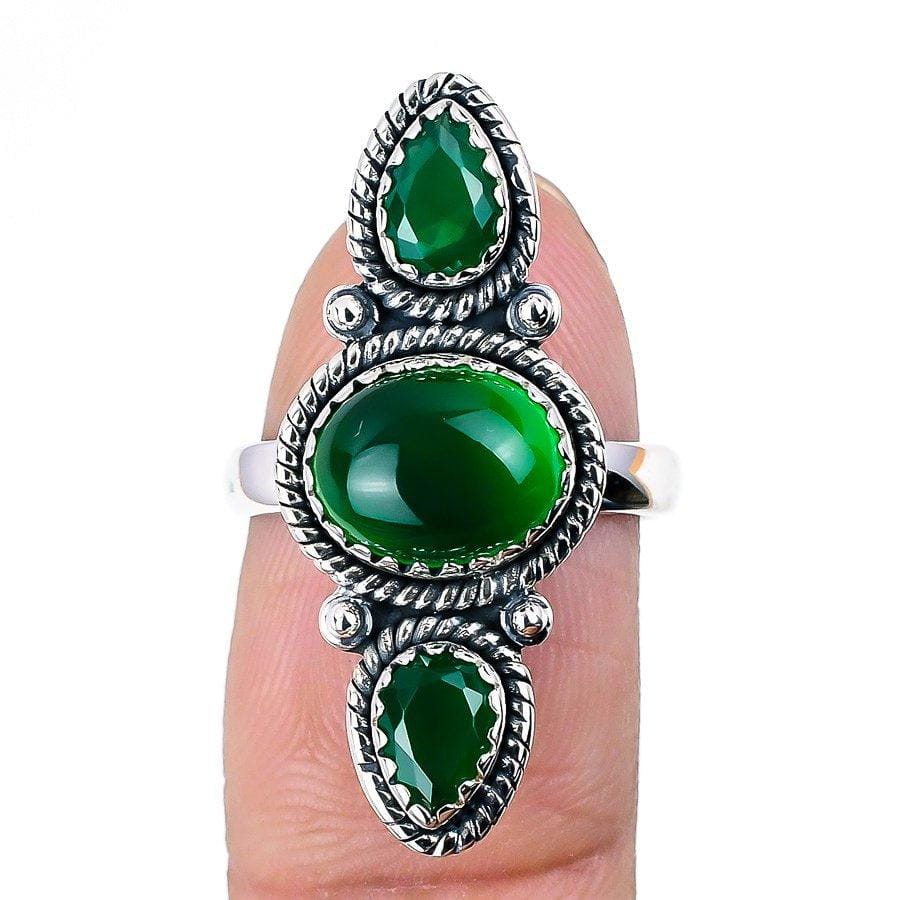 Emerald Gemstone Handmade 925 Solid Sterling Silver Jewelry Ring  SJ-1405 - Silverhubjewels