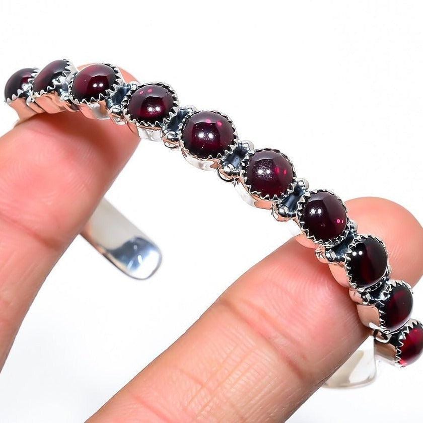 Garnet Bracelet Natural Gemstone 925 Solid Sterling Silver Handmade Designer Jewelry - Silverhubjewels