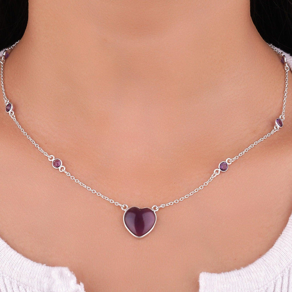 Garnet Natural Gemstone Handmade 925 Solid Sterling Silver Jewelry Designer Necklace NEW-35 - Silverhubjewels