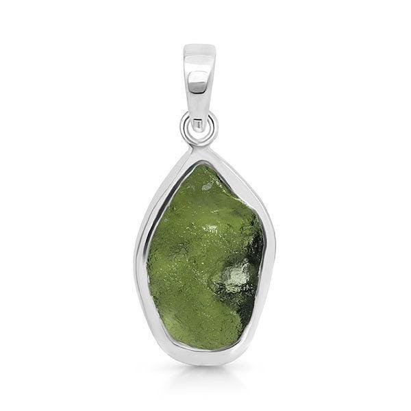 Natural Moldavite Pendant, Czech Moldavite Necklace, 925 Sterling