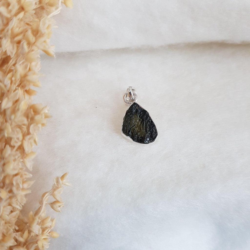 Genuine Moldavite Rough Pendant 100% Natural With Certified Gemstone From Czech Republic 925 Sterling Silver Handmade Designer Jewelry - Silverhubjewels